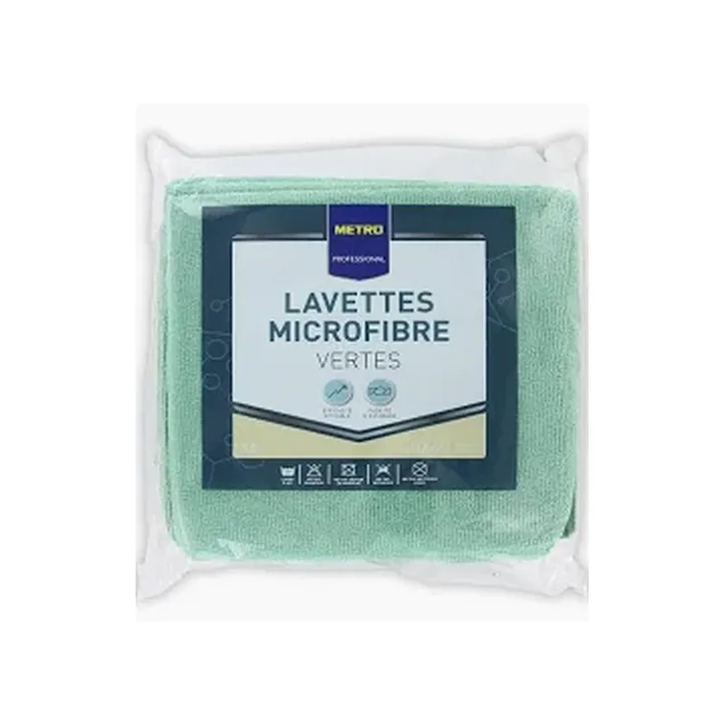 LAVETTES MICROFIBRES VERTES 35x38CM x10